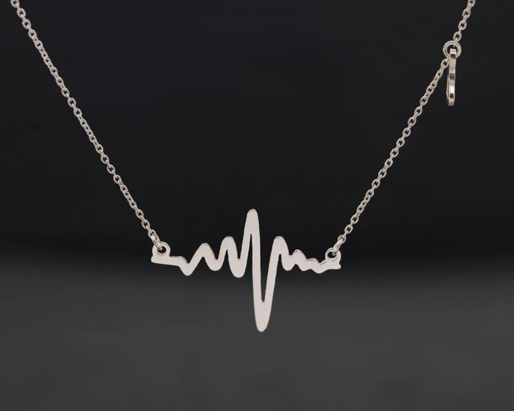 Customized Heartbeat Pendent Necklace Solid Silver Mini Heart Electrocardiogram Necklace Personalized Christmas Gift