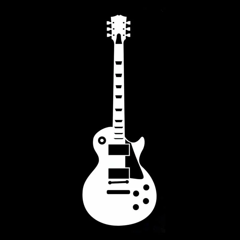 YJZT 5.6CM*15CM Removable Guitar Inspired  Music Metal Rock  Vinyl Black/Silver Car Sticker C22-0629