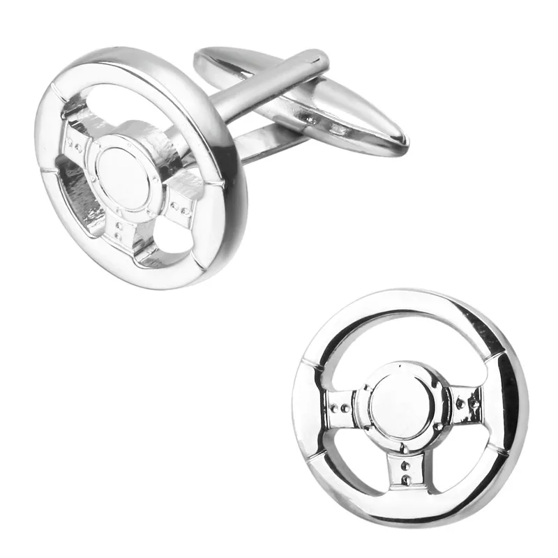 C-MAN Luxury shirt silvery Steering wheel cufflink for mens Brand cuff buttons cuff links High Quality abotoaduras Jewelry