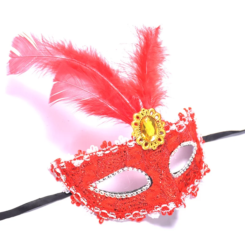 Halloween Crystal Diamond Feather Mask 2019 Lace Venetian Mask Masquerade Carnival Masked Ball Fancy Dress Costume