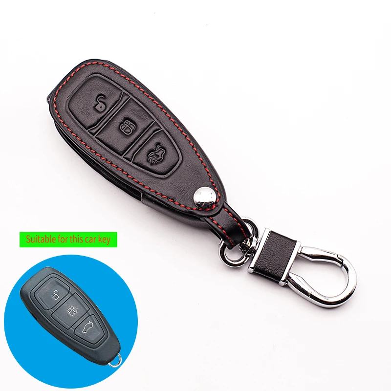 High quality 3 button leather car remote control key case for Ford Focus 3 classic design MK3 Kuga Fuga ST RS dust collector