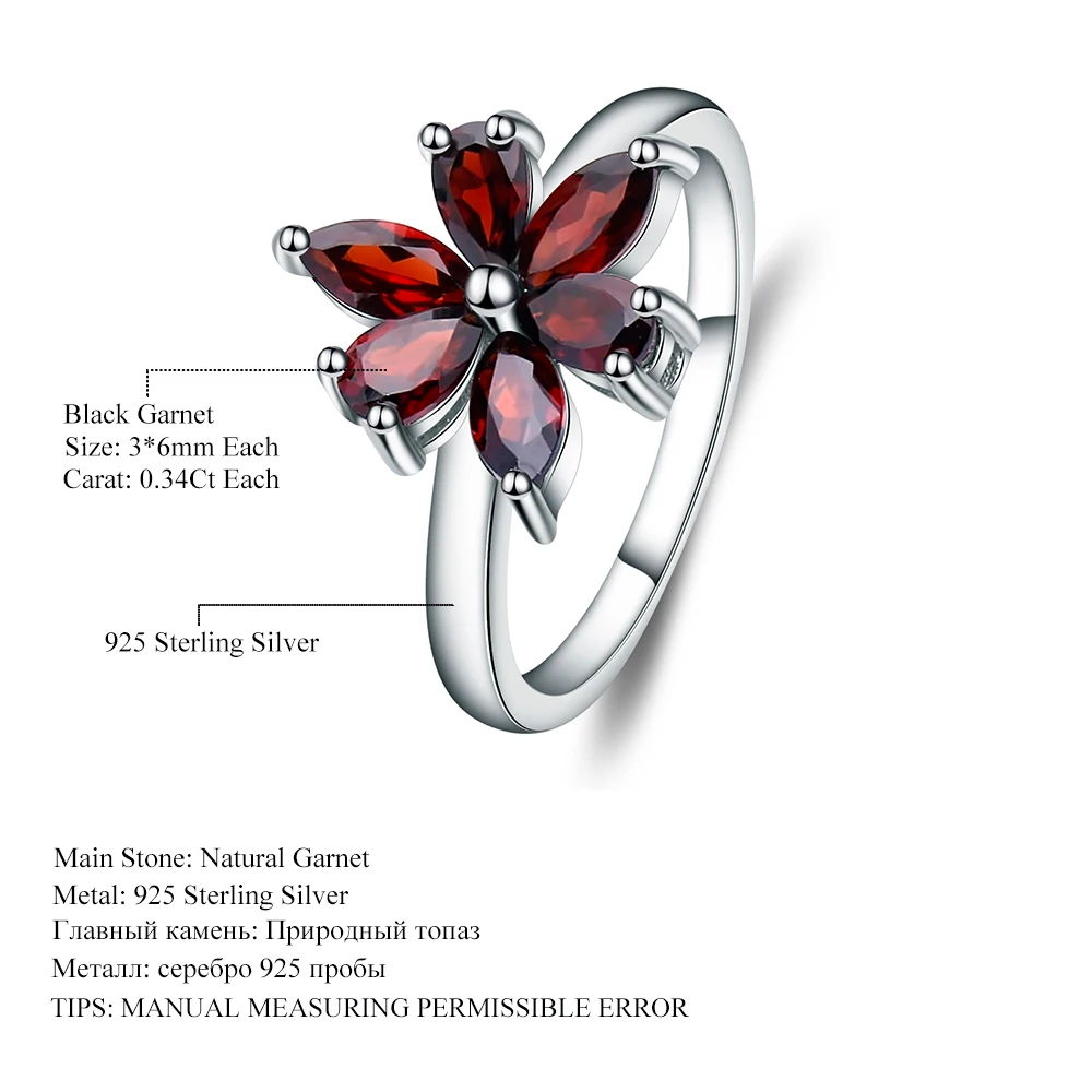 Gem\'s Ballet 585 14K 10K 18K Gold 925 Silver Ring Natural Garnet Rings Trendy Romantic Flower Engagement Rings For Women Party