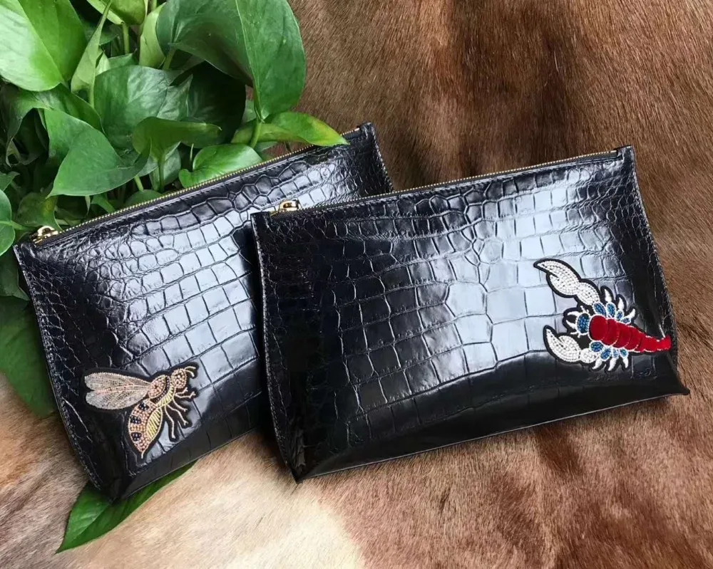 2018 Top quality 100% real genuine crocodile skin men clutch long size wallet bank credit card holder case gentleman wallet