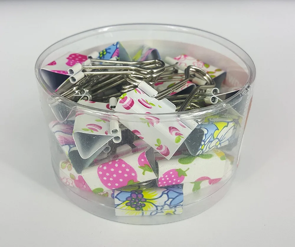 Cute Printing Pattern Metal Binder Clips/Paper Clips/Clamps,25mm(1 Inch),Pack of 24