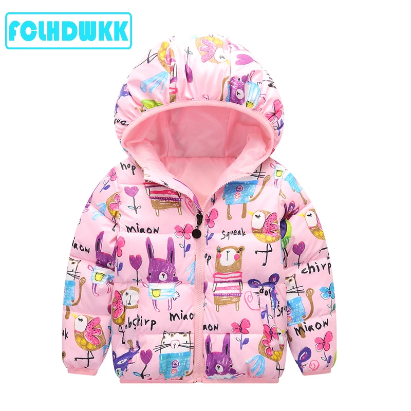 Baby Girls Jackets 2018 Autumn Winter Jacket For Girls Coat Parka Kids Warm Floral Hooded Children Outerwear Coat For Clothes