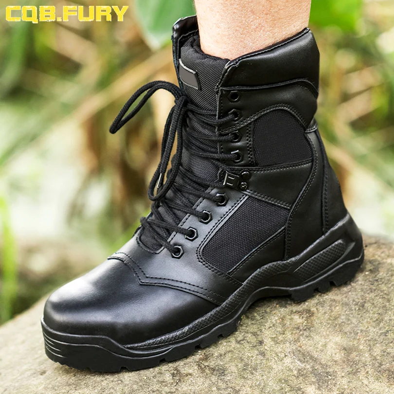 Steel Toe Durable Black Leather Boots Ankle Boots With Zipper Puncture Proof Midsole