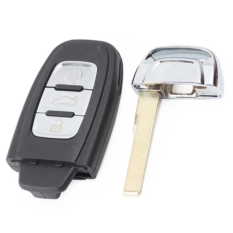 KEYECU  for Audi A6L Q7 Folding Model Upgraded 3 Button Keyless Go Smart Remote Car Key Shell Case Cover Fob with Blade