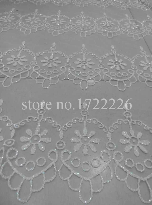 

5 yards white mesh wedding fabric nice mesh lace shining flower hand print for lady sawing/wedding dress/veil,send by dhl