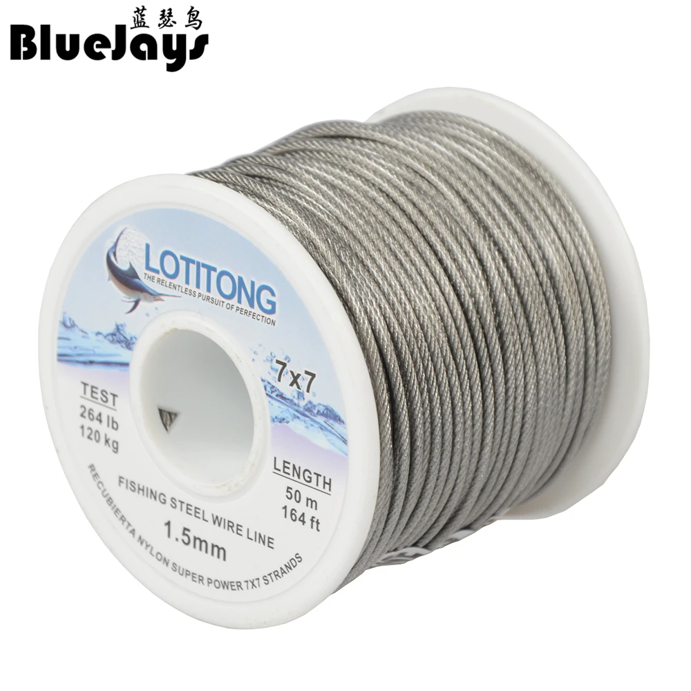 Super Power Fishing Steel Wire Line, 7 Strands, Trace Coating, Leader Coating, Jigging Wire, Lead Fish, 70LB-368LB