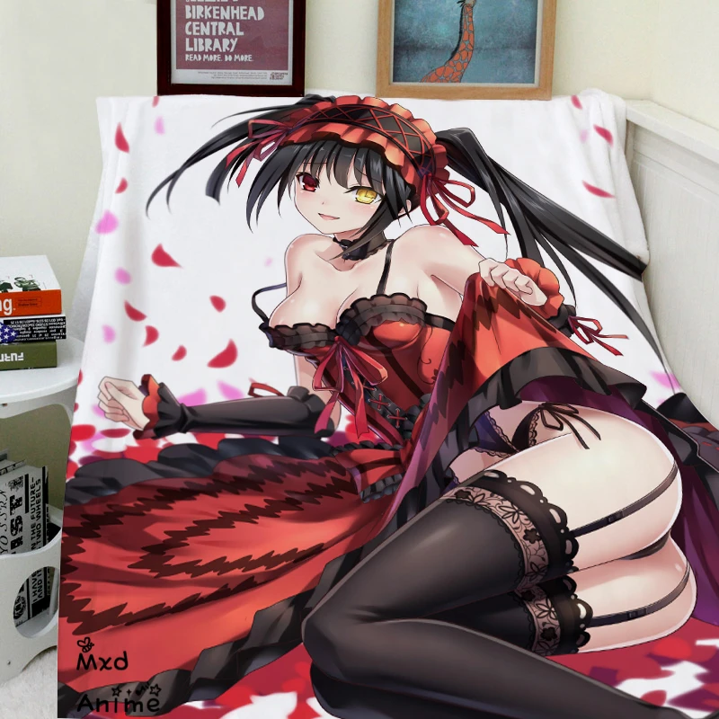 DATE A LIVE Nightmare Tokisaki Kurumi Throw Blanket Sofa Decorative Slipcover Cobertor on Sofa Beds Plane Travel warm Blanket AA