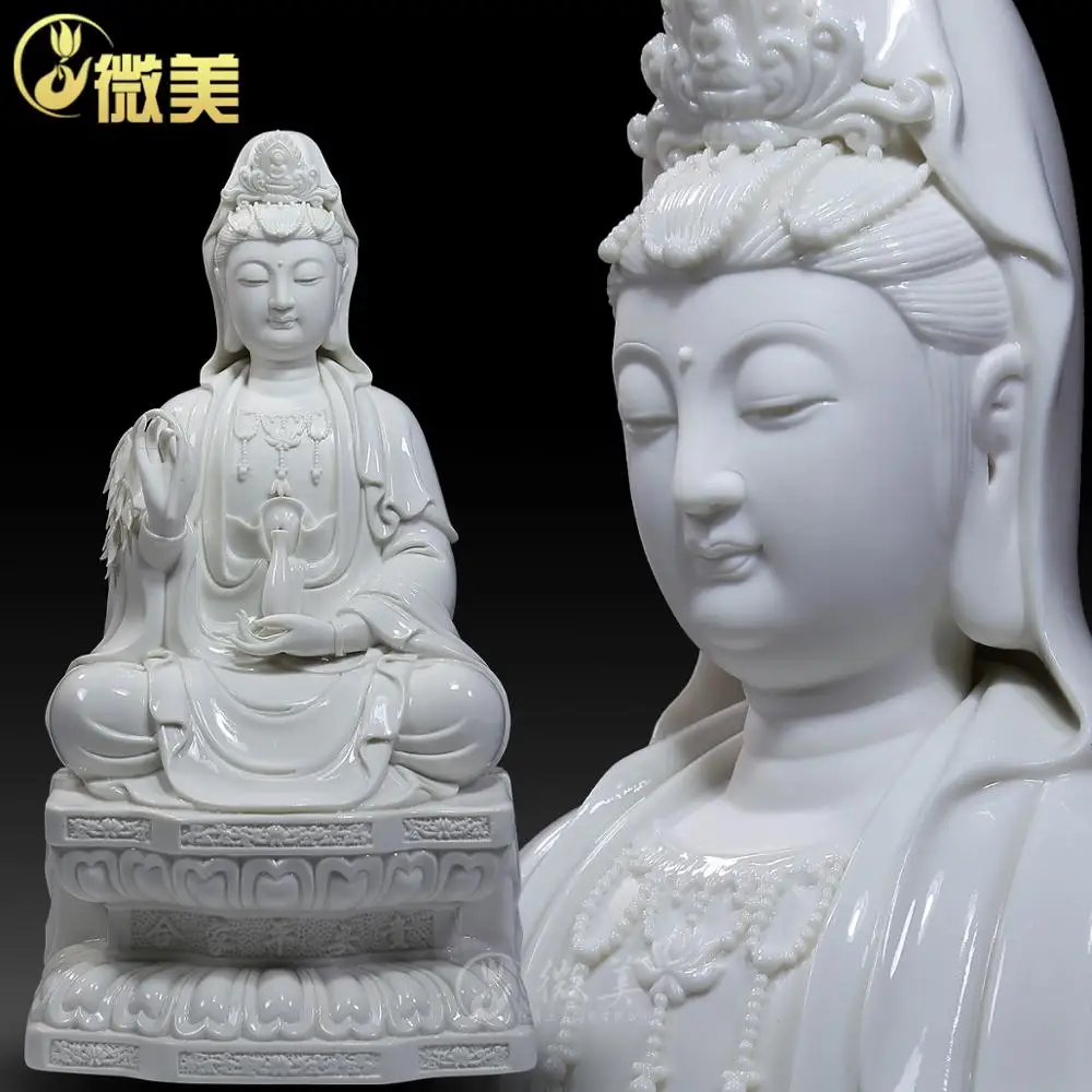 Dehua ceramics 12 inch -28 inch Sam west of Guanyin Buddha Guanyin sitting on the lotus white Avalokiteshvara