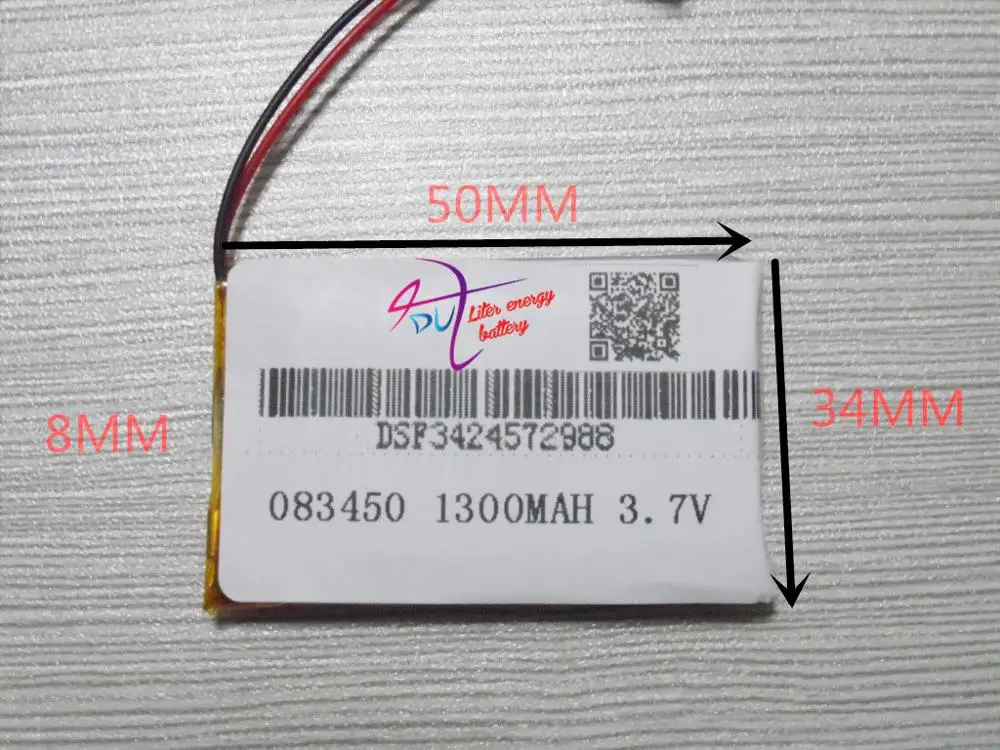 best battery brand 3.7V polymer lithium battery 083450 803450 1300mah MP4 MP5 GPS MP3 wireless telephone