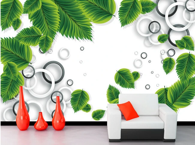 

Custom 3D wallpaper, the circle of green leaves mural for the living room bedroom TV background wall vinyl papel de parede