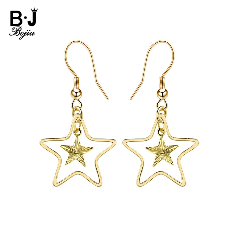 BOJIU Tassel Gold Color Star Drop Earrings Women Fashion Eardrop Long Hook Dangle Earrings For Wedding Christmas Jewelry EA046