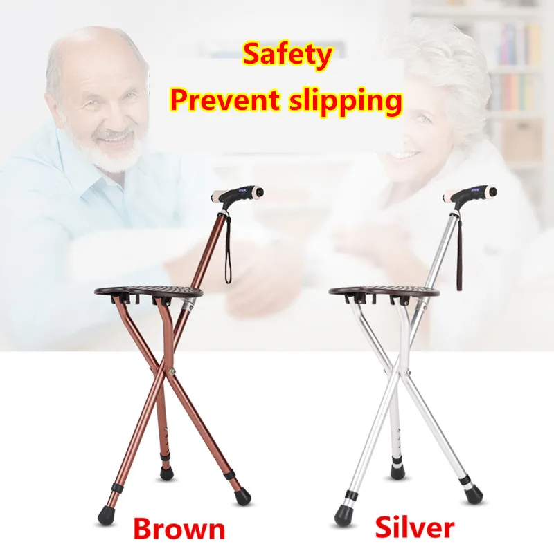 Useful Seat function  Aluminum alloy flashlight  height  crutch Non-slip crutch for disabled,elderly