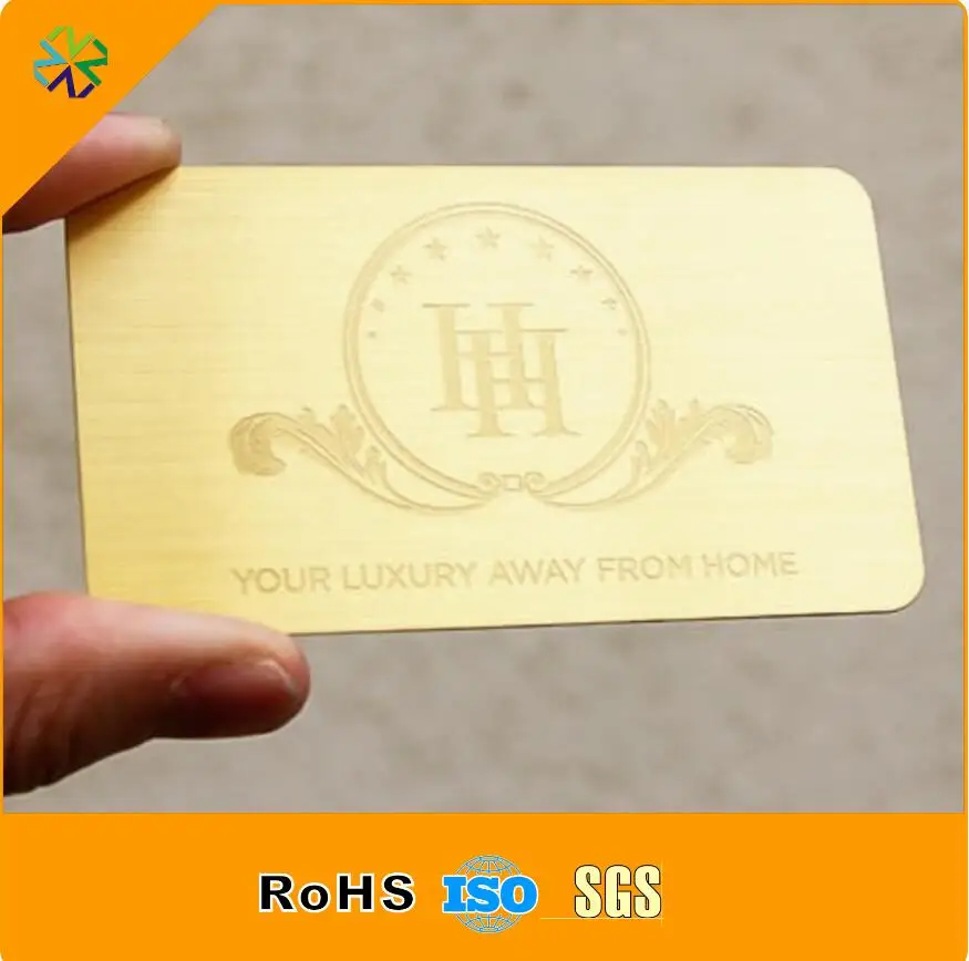 Personalized Gold Embosed Double-side Metal Business Card custom engraved gold metal business cards