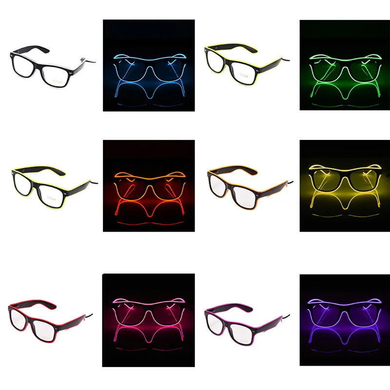 LED Luminous Glasses EL Cold Light Glasses For Dance DJ Halloween Christmas Birthday Party Decoration Gift Battery Operated