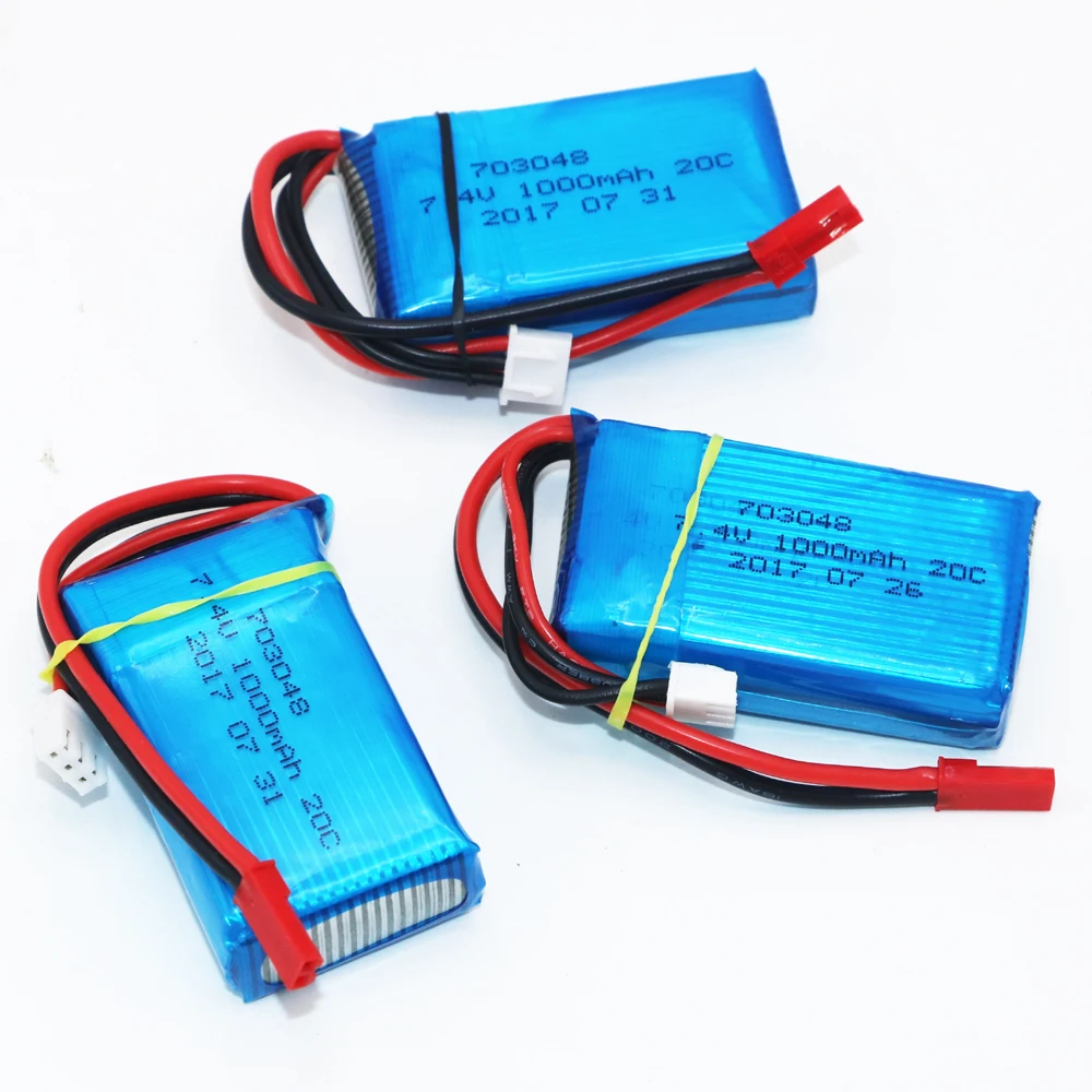 2 /4 /6 sztuk zabawki zdalnie sterowane baterii 7.4V 1000mAh 20C 2S li-po baterii dla WLtoys V262 V353 V912 helikopter Rc Quadcopter