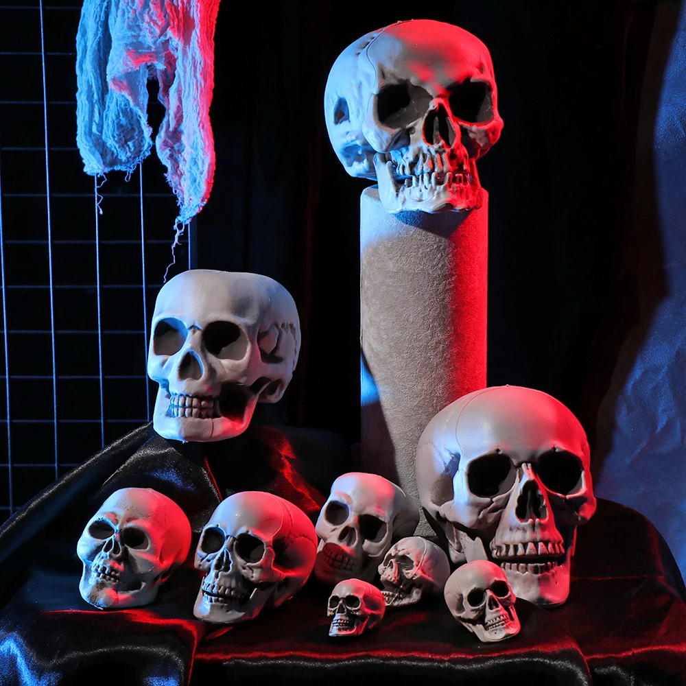 1PC Halloween Style All Size Human Skull Head Skeleton Photo Prop Home Party Decor Game Supplies Hanging Decor
