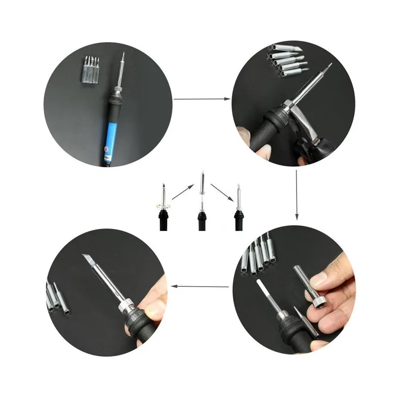 60W temperatura ajustable Soldador eléctrico Set soldadura Estación de soldadura calor lápiz herramienta de reparación Kit Soldador electrico nuevo