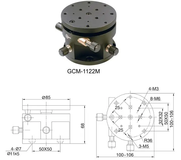 Three-rotation Degree Freedom Workbench Prism Bracket Slide Table Optical Rotary Table For Scientific Lab