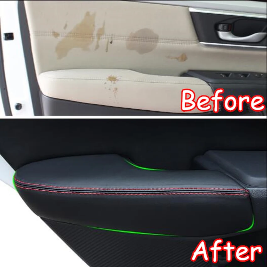 For Honda CRV CR-V 2017 Car Interior Door Handle Armrest PU Leather Cover Styling Overlay Decor Trim Styling Stickers 4Pcs/set