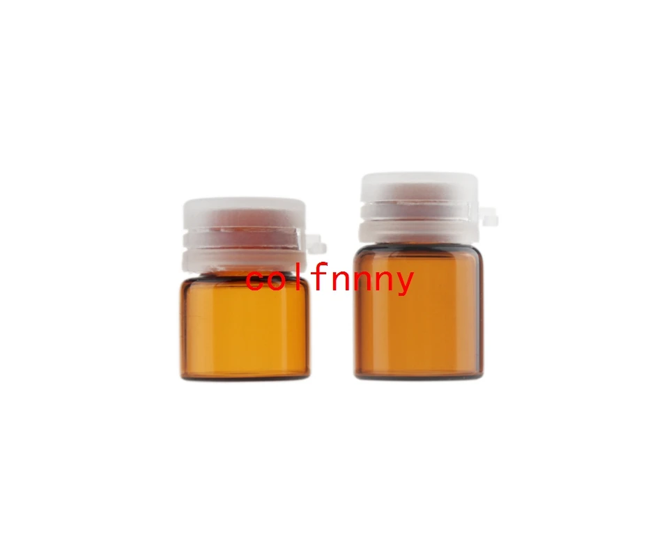 1000pcs/lot Fast Shipping 1ML 2ML Brown Essential Oil Bottle, Lock Bayonet Bottle Tearing Cap, Cosmetic Glass Bottle