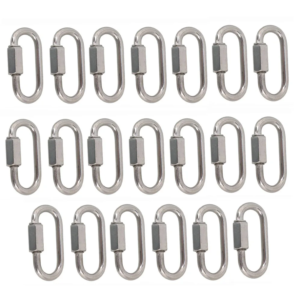 

Multifunctional 304 Stainless Steel Carabiner Quick Oval Screwlock Link Lock Ring Hook M3.5 Pack of 20