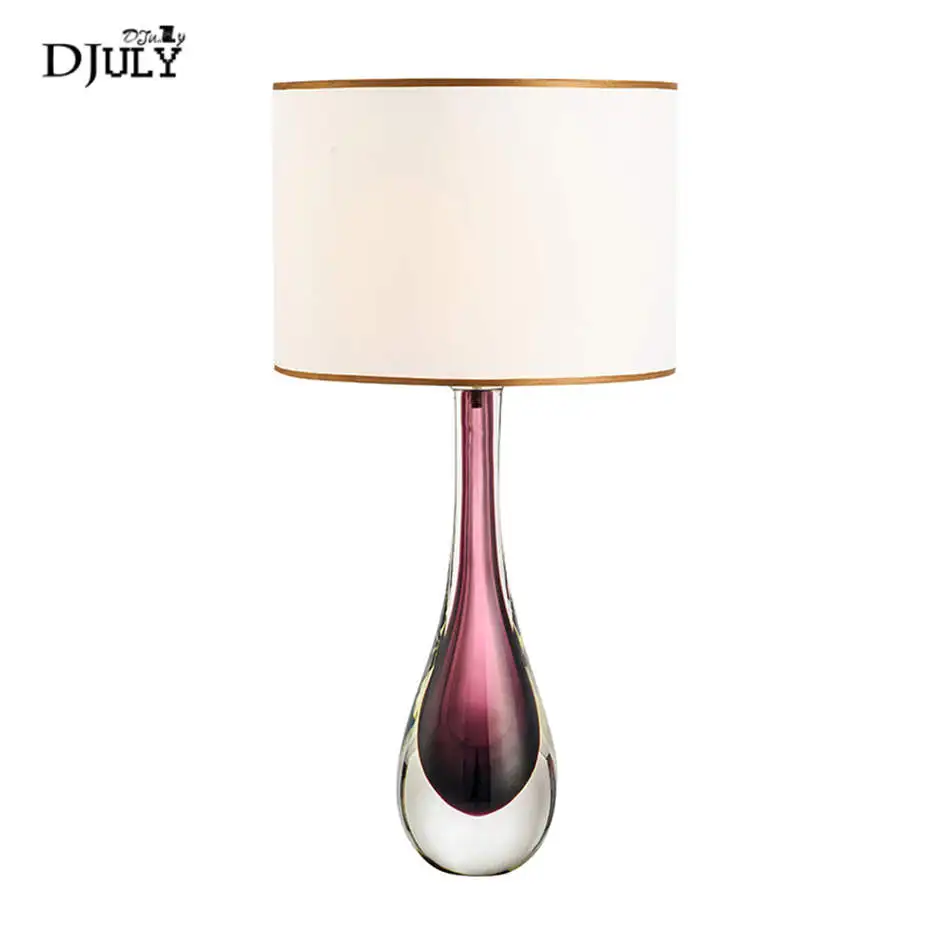 nordic luxury Purple glass Long neck table lamp for villa bedroom living room home deco desk lamps office led light fixtures