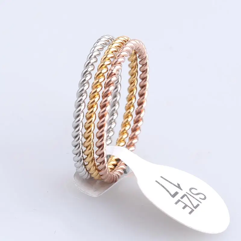 Fashion Slim Three circle Hemp flowers Stainless Steel Finger Rings for Women Men Wholesale Jewelry