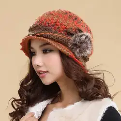 Hat female winter handmade knitted wool cap double layer thermal autumn and winter knitted hat