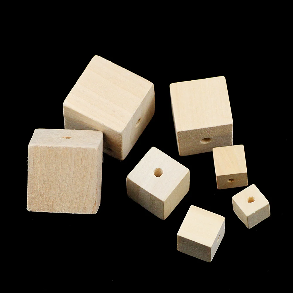 12-30mm 4~30pcs Nature tree Wooden Cube Unfinished Faceted Wood Spacer Bead Square Loose Beads for DIY Jewelry Bracelet Making