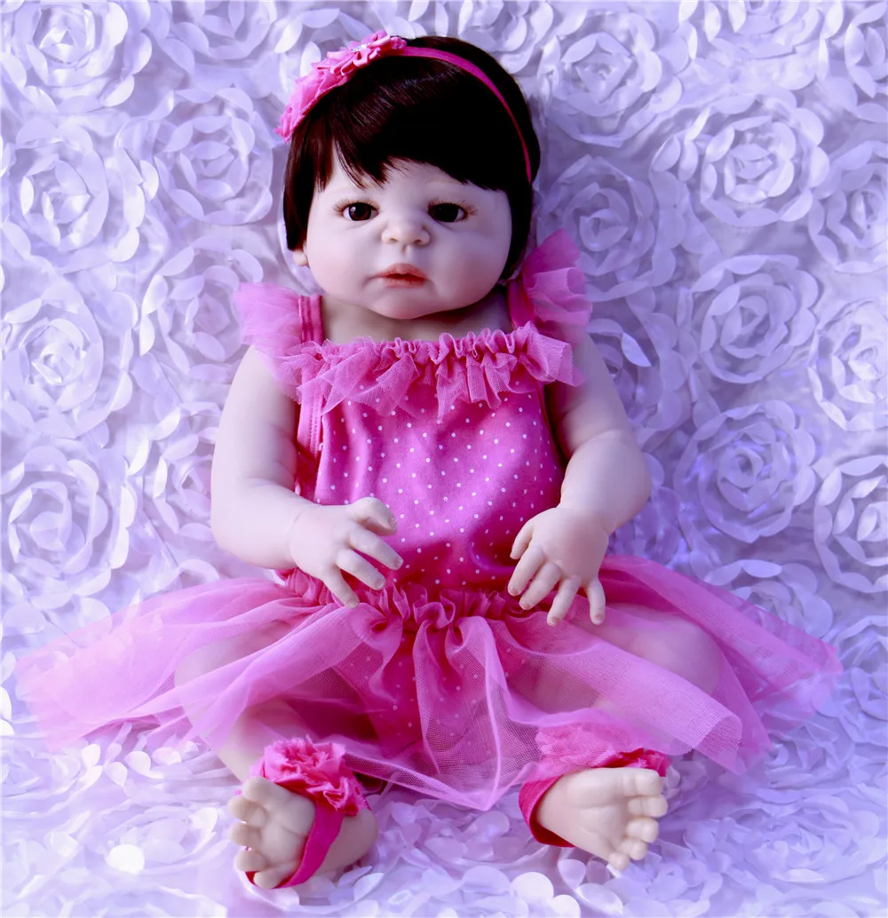 Reborn girl dolls  57cm full silicone reborn baby dolls toy gift bebe realistic reborn lovely princess BJD doll alive bonecas