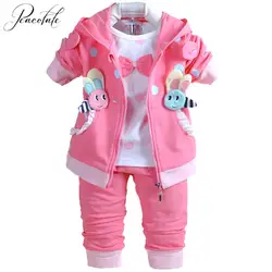 6m-3Years Spring Autumn Baby Girl Cotton Clothing Sets 3pcs Long Sleeve T Shirt Tops Denim Jacket and Pants Trousers