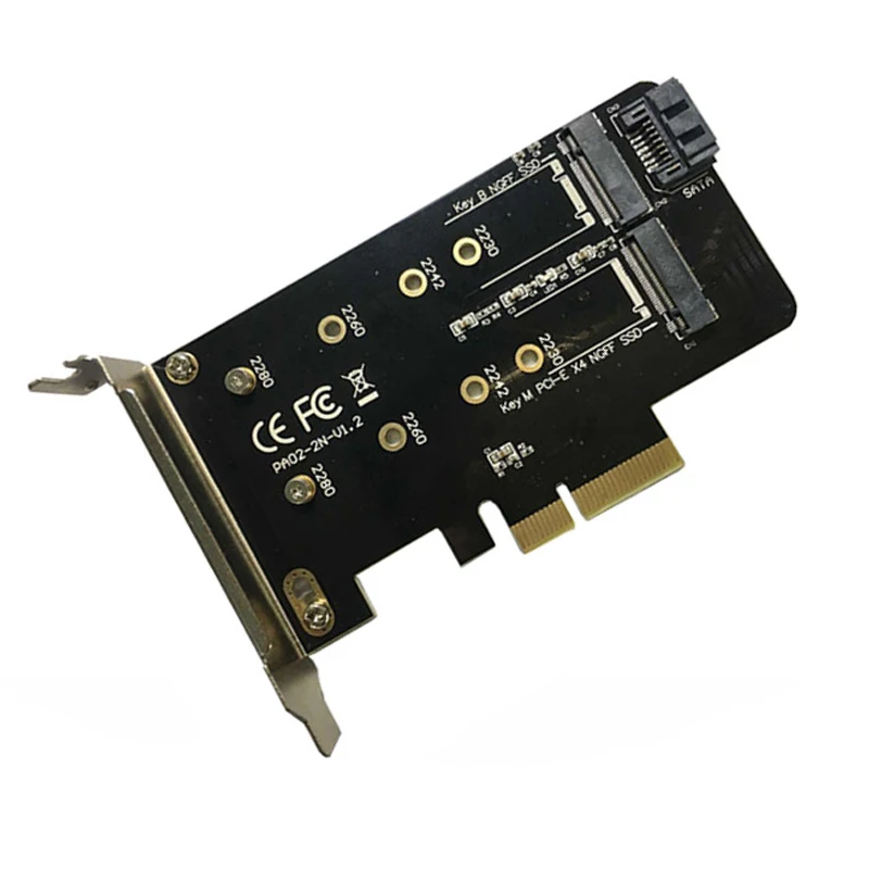 Dual M.2 PCIe Adapter M2 SSD NVME M Key SATA-based B Key to PCI-e 3.0 x 4 Controller Converter Card Support 2280 2260 2242 2230