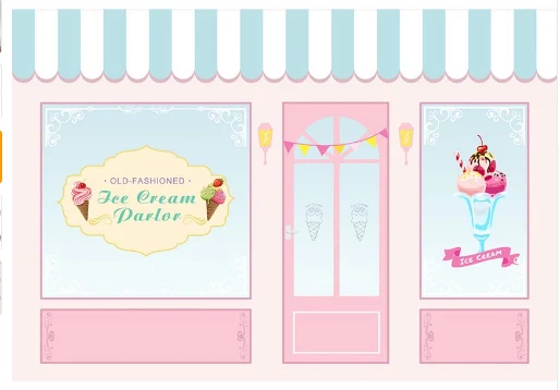 

7x5ft Old Fashion Ice Cream Parlor Shop Door Outdoor Washable Wrinkle Free Photo Studio Background Backdrop Polyester Fabric