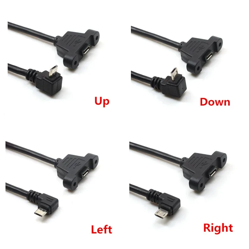 

Micro USB 5pin Up Down Left Right Angled Elbow Micro USB 2.0 Male to Female Extension Cable 30cm 50cm With Panel Mount Hole