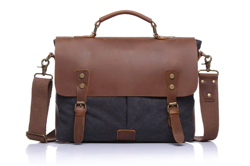 Imagem -02 - Nesitu Vintage Crazy Horse Leather Canvas Coffee Ciano Azul Cinza Khaki Verde Mulheres Homens Maleta Bolsa do Mensageiro Portfolio M1807