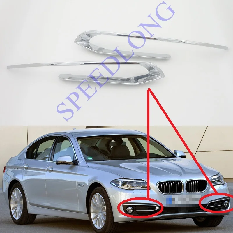 2 Pcs/Pair RH and LH Front chrome fog light grille cover stripe molding for BMW 5 Series F10/F18 New Model 2014-2015