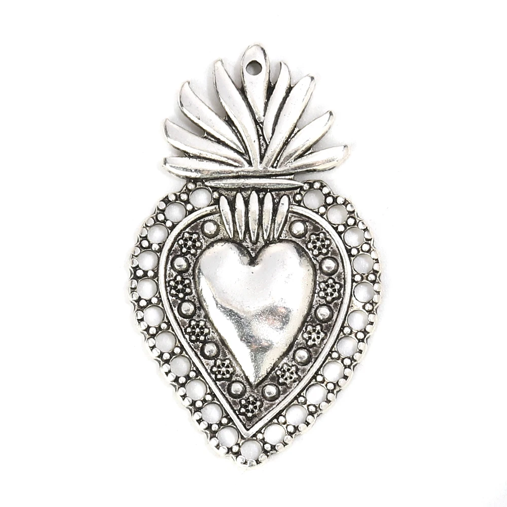 5 PCs Zinc Based Alloy Pendants Heart Silver Color For Earrings Necklace Making Angel Kinds Style Jewelry DIY Charms Findings