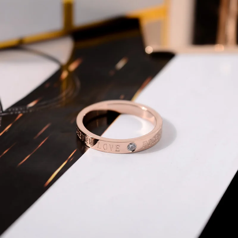 YUN RUO 2018 Love Forever Couple Rings Rose Gold Silver Color Fashion Titanium Steel Jewelry Wedding Ring Birthday Gift Woman