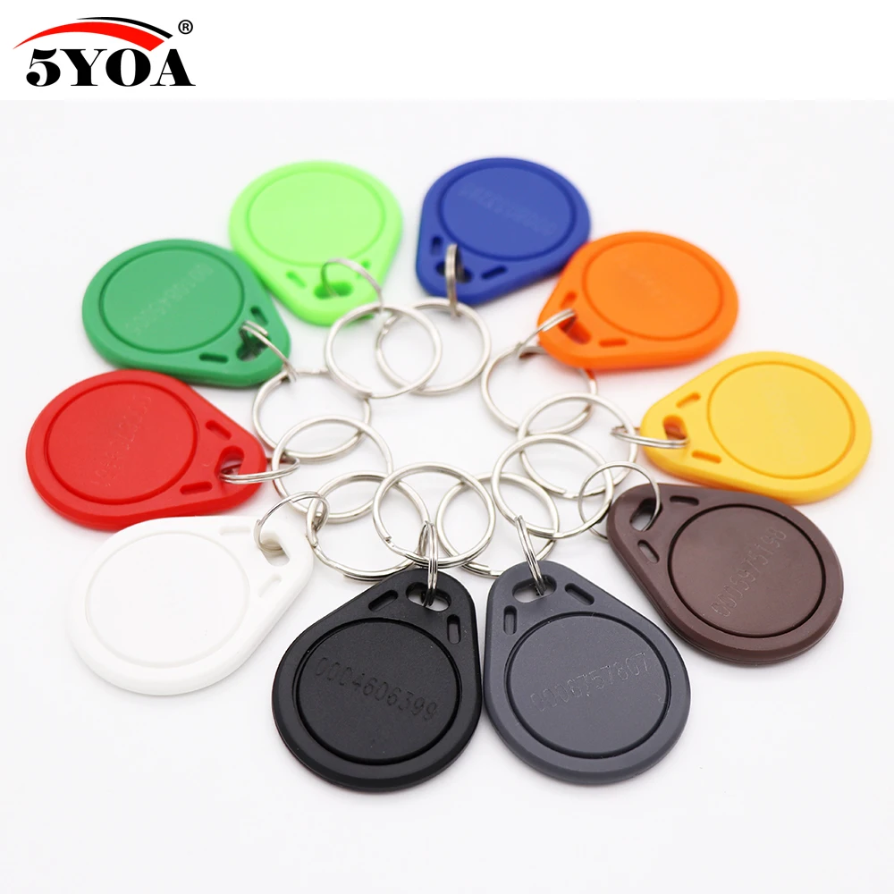 100pcs EM4100 125khz ID Keyfob RFID Tag Tags llaveros llavero Porta Chave Card Sticker Key Fob Token Ring Proximity Chip TK4100