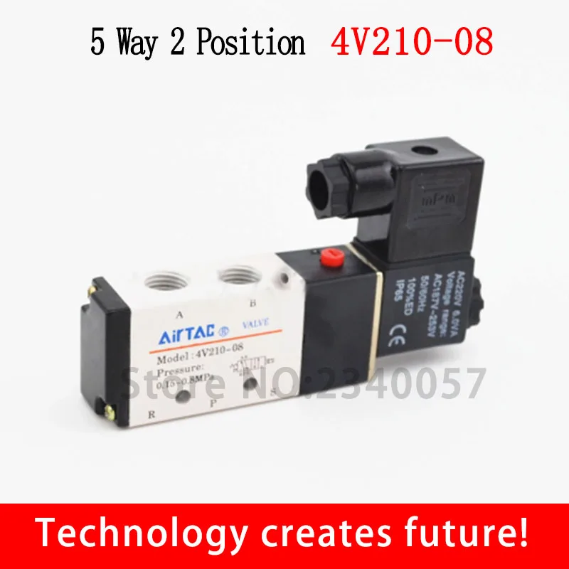 

5 Way 2 Position Electric Solenoid Valve 4V210-08 DC12V DC24V AC110V AC220V