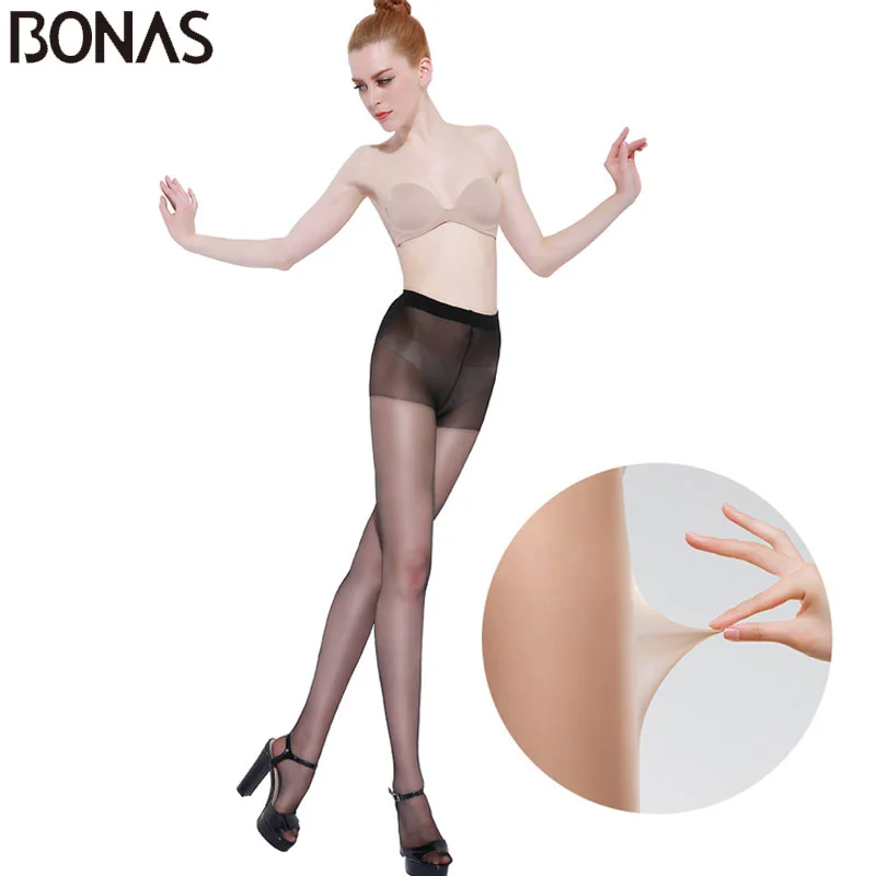 BONAS 6PCS Women 12D Sexy Tights Stretchy Nylon Summer Pantyhose Lady Fashion Sun Protection Tights Breathable Stockings Female