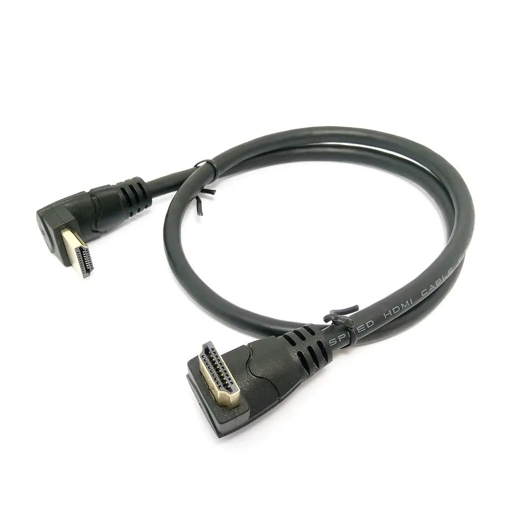 HDMI 2.0 4K 3D Dual 90 Degree Up Angled HDMI Male to Down Angled HDMI Male HDTV Cable 30cm/60cm/180cm for DVD PS3 PC