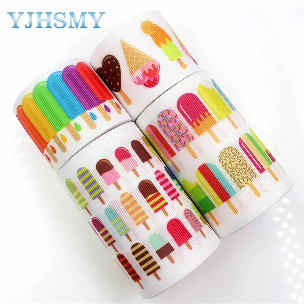 YJHSMY C-17817-709,75 mm 5 Yards ice cream Thermal transfer Printed grosgrain Ribbons,clothing Accessories DIY package Material