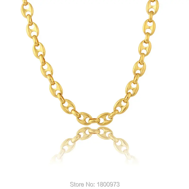 

Gold Color Necklace New Fashion Men Jewelry Wholesale Classic Link Chain Collar Lobster Necklace
