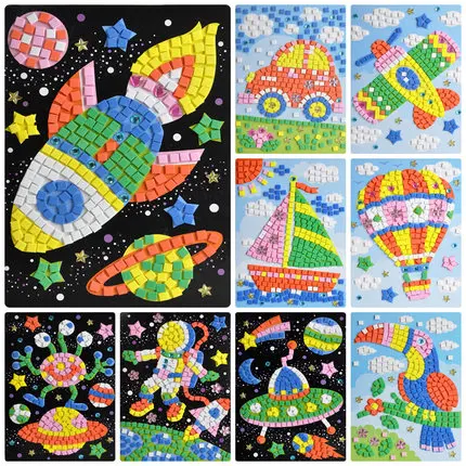 

Mosaic Diamond Stickers Cartoon Paste Paper Kindergarten 3-6 Years Old Diy Creative Children Handmade Materials