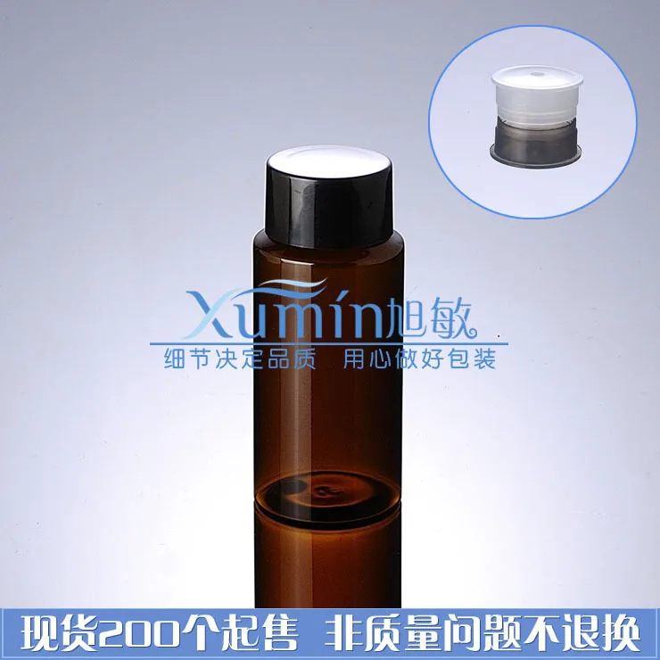 Capacity 100ML 200pcs/lot Inclined shoulder PET Fahrenheit black bonnet bottle, pure dew bottle of plastic packaging bottles