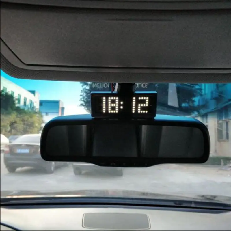 Car LED Dot Matrix Clock Temperature Voltage Display 4.0 ~ 25V Multi-function 3in1 Time Thermometer Voltmeter -DR56O